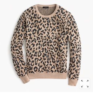 J. Crew merino wool crewneck sweater in leopard